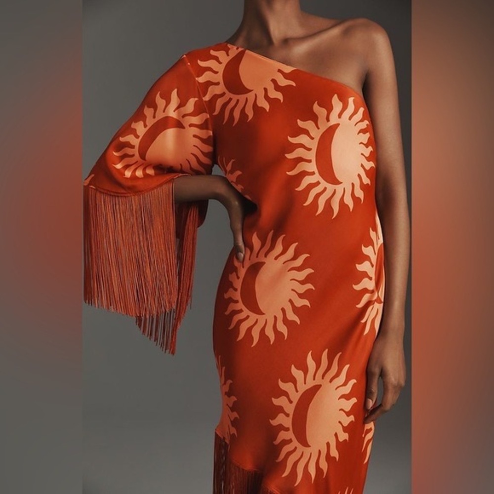 Farm Rio x Anthropologie One-Shoulder A-Line Fringe Mini Dress - Picture 2 of 7